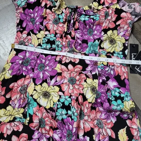 Lulus Black Multi Color Floral Print Maxi Dress, size Small - Picture 9 of 11